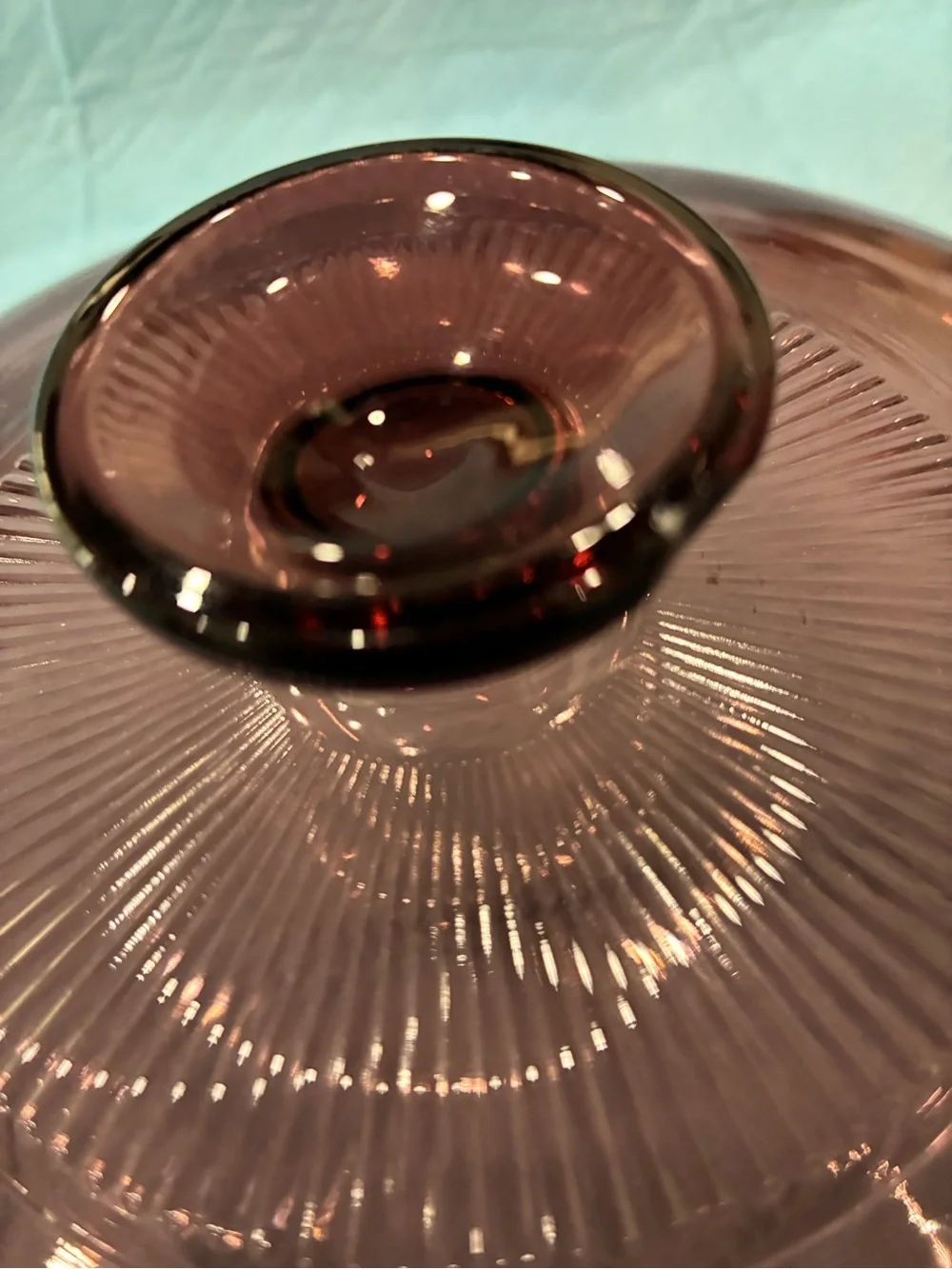 Pyrex Rose-Tinted Glass Casserole Lid with Ribbed Knob visionware 2.5 c